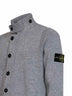 Cardigan con zip e bottoni in lana d'agnello grigio melange