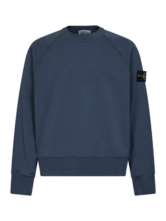 Felpa girocollo in cotone blu ardesia