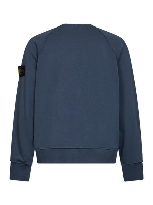 Felpa girocollo in cotone blu ardesia