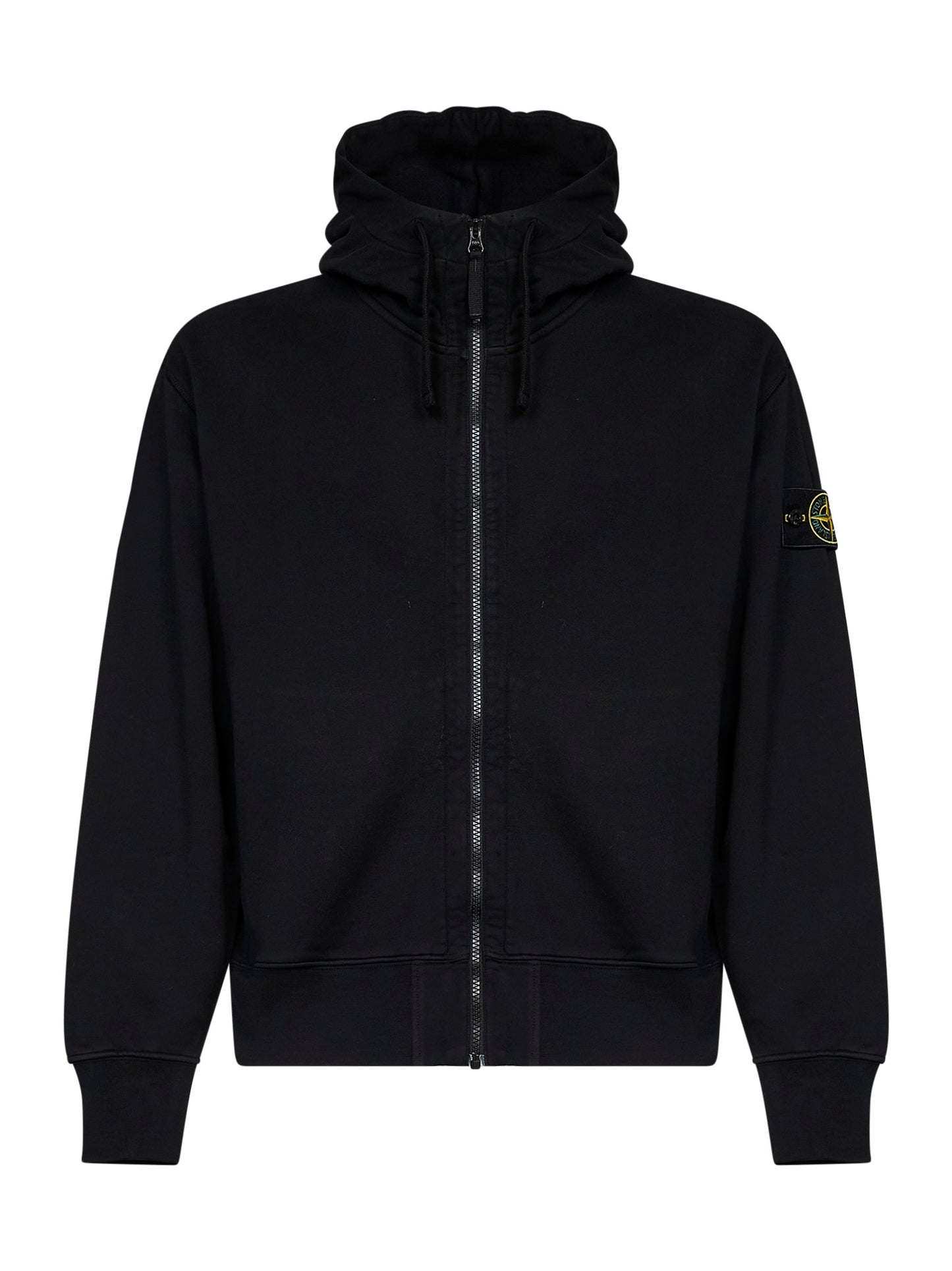 Felpa con zip e cappuccio in cotone biologico nero