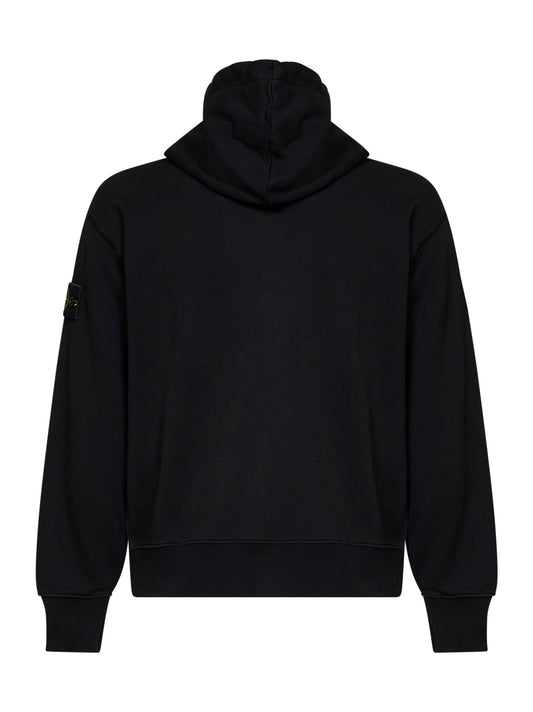 Felpa con zip e cappuccio in cotone biologico nero