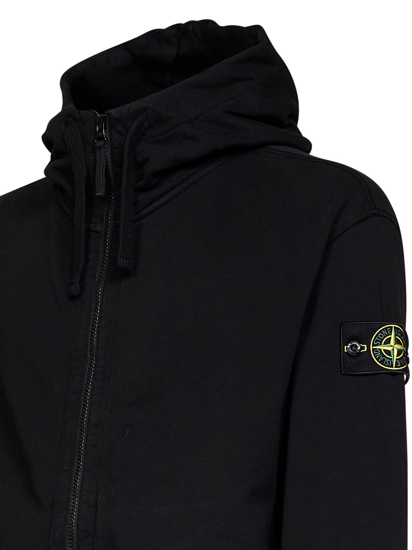 Felpa con zip e cappuccio in cotone biologico nero