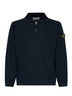 Felpa con zip corta in cotone biologico spazzolato blu