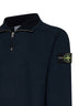 Felpa con zip corta in cotone biologico spazzolato blu