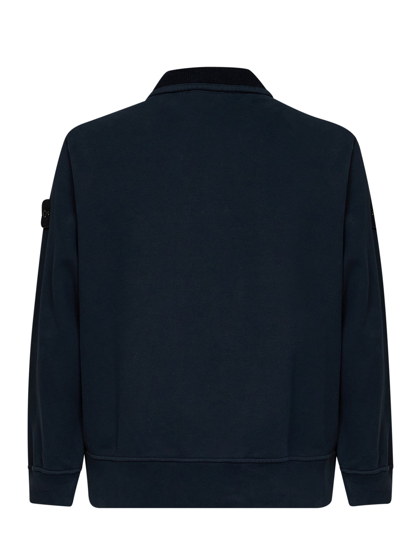 Felpa con zip corta in cotone biologico spazzolato blu