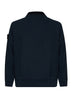 Felpa con zip corta in cotone biologico spazzolato blu