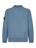 Felpa con zip corta in cotone biologico spazzolato blu acciaio