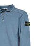 Felpa con zip corta in cotone biologico spazzolato blu acciaio