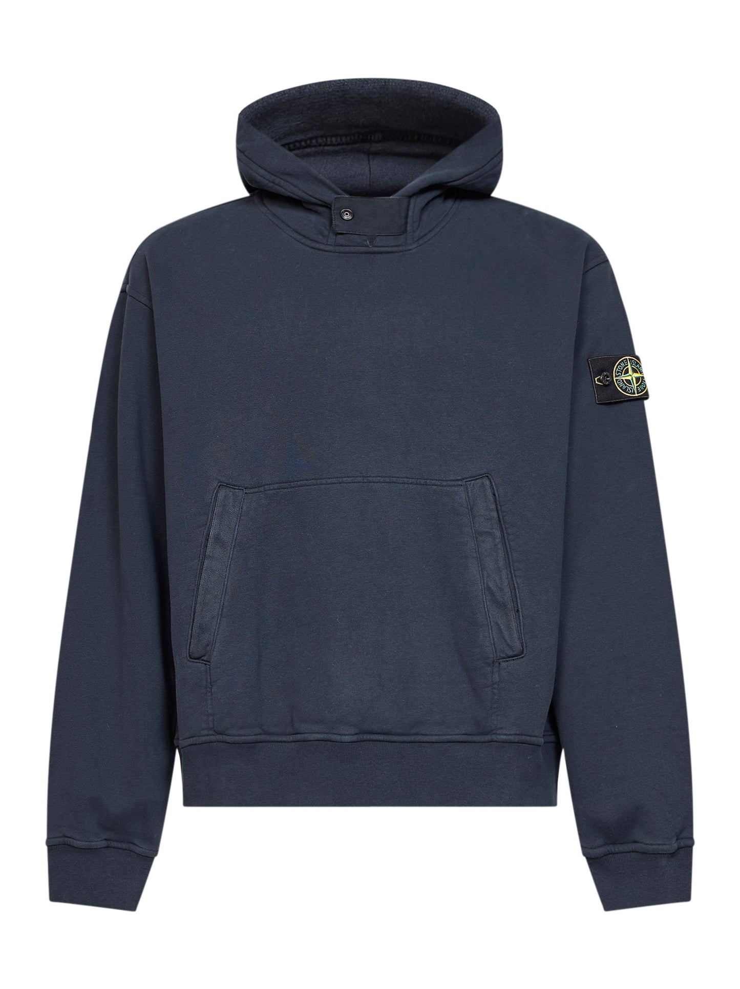 Felpa con cappuccio in cotone organico blu<BR/>