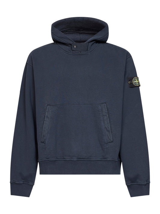 Felpa con cappuccio in cotone organico blu<BR/>