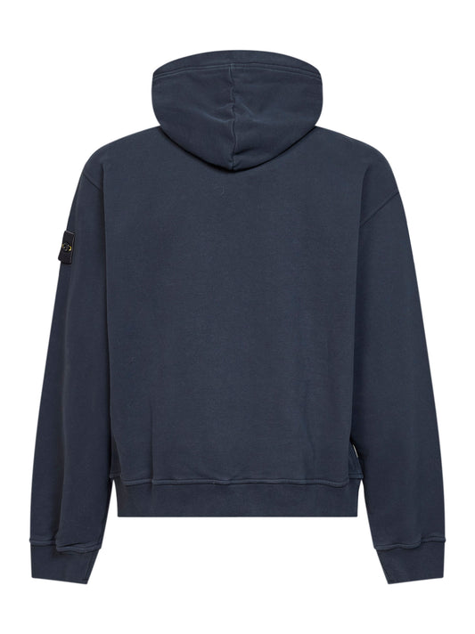 Felpa con cappuccio in cotone organico blu<BR/>