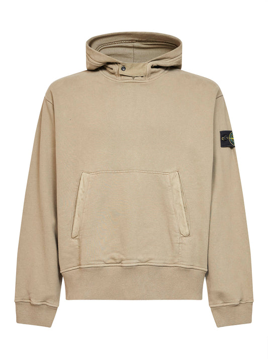 Felpa con cappuccio in cotone organico verde militare