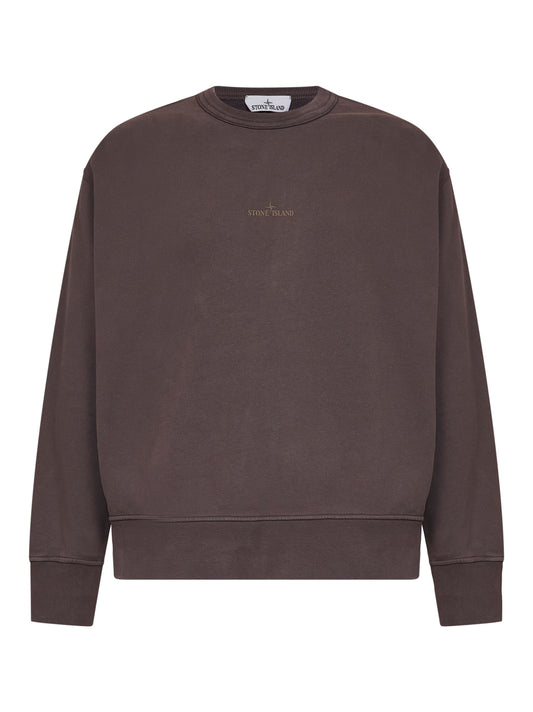 Dark burgundy brushed organic cotton printed sweatshirt