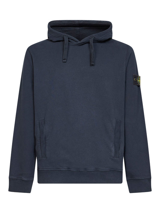 Blue stretch organic cotton hoodie