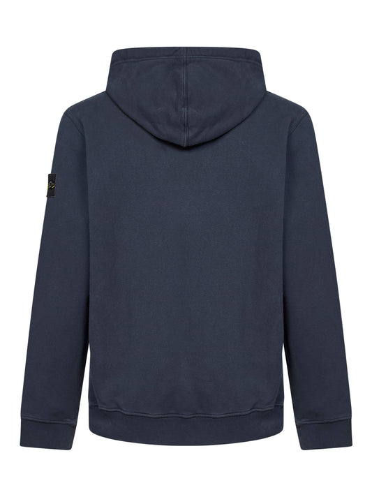 Blue stretch organic cotton hoodie