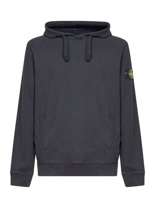 Felpa con cappuccio in cotone organico stretch nero