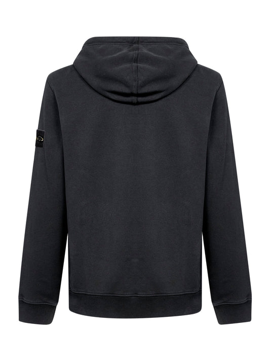 Felpa con cappuccio in cotone organico stretch nero
