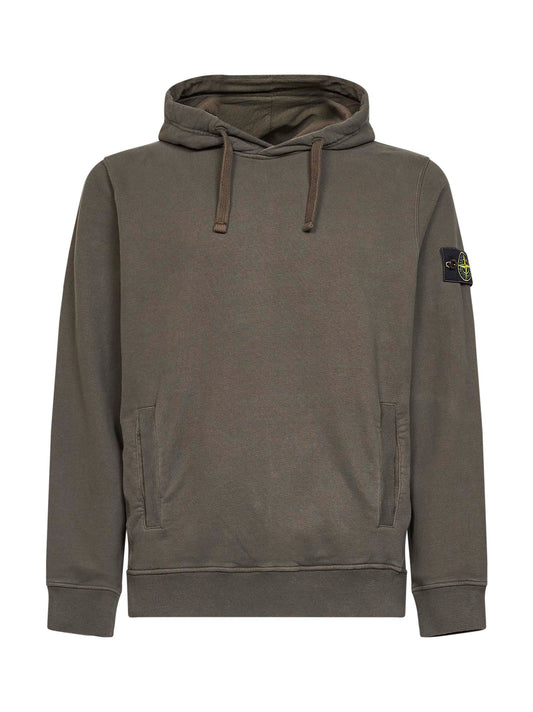 Coal grey stretch organic cotton hoodie<BR/>