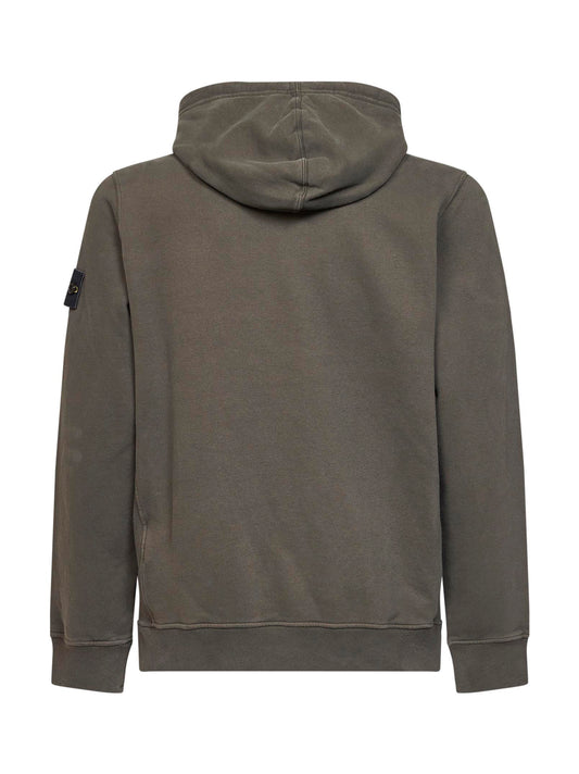 Coal grey stretch organic cotton hoodie<BR/>