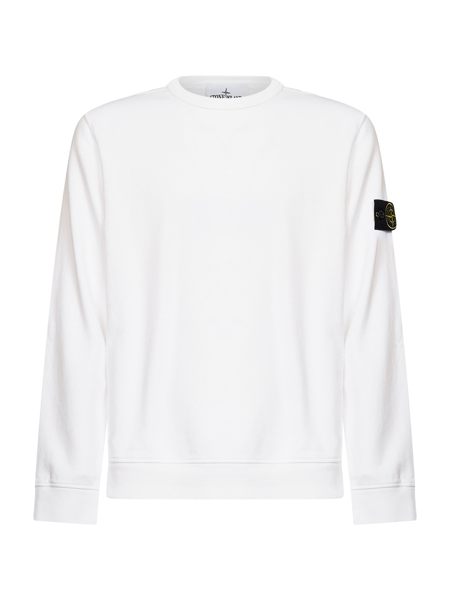 Felpa girocollo in cotone organico stretch bianco