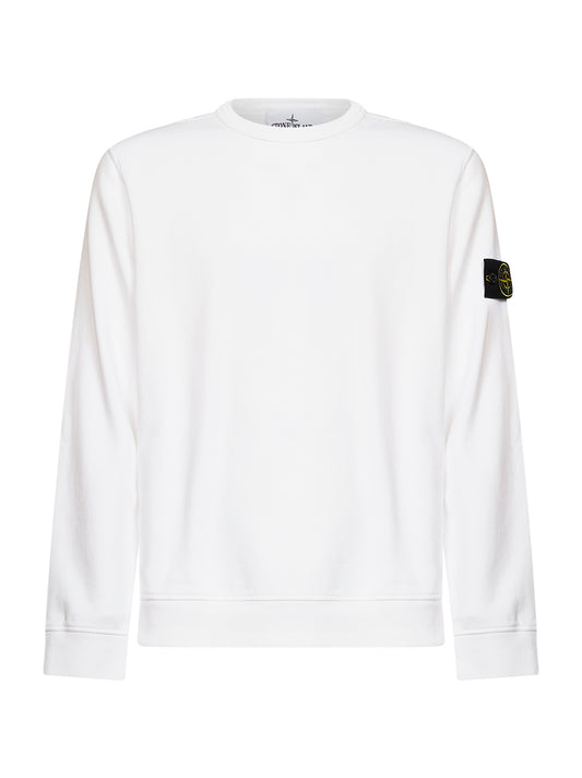 White organic stretch cotton crewneck sweatshirt