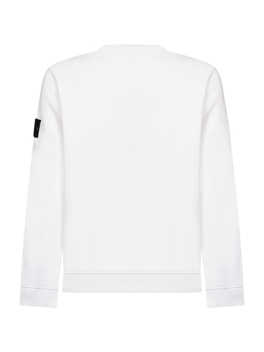 White organic stretch cotton crewneck sweatshirt