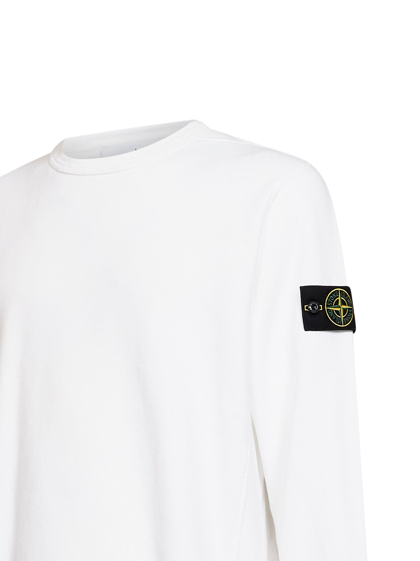 Felpa girocollo in cotone organico stretch bianco
