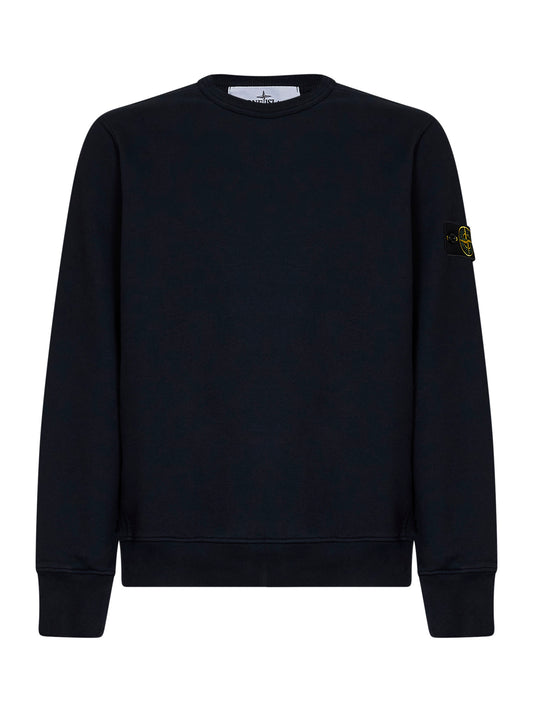 Blue organic stretch cotton crewneck sweatshirt