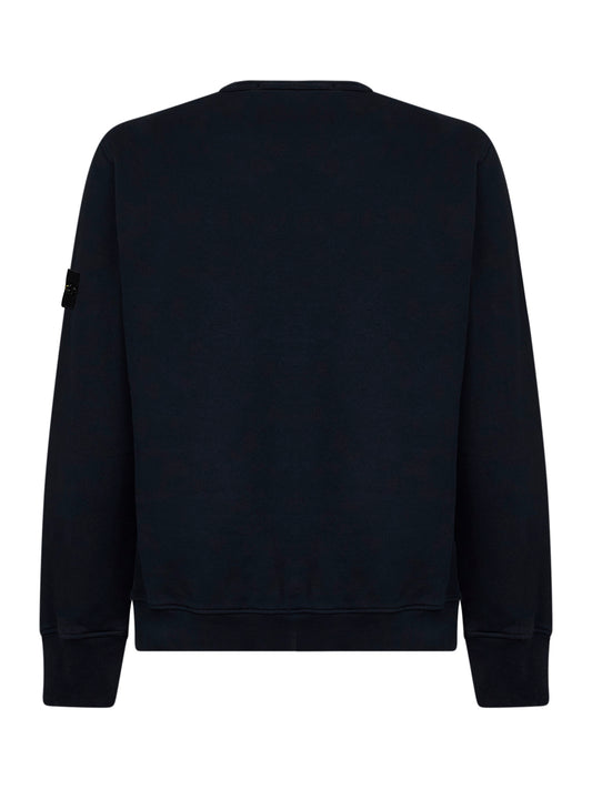 Blue organic stretch cotton crewneck sweatshirt