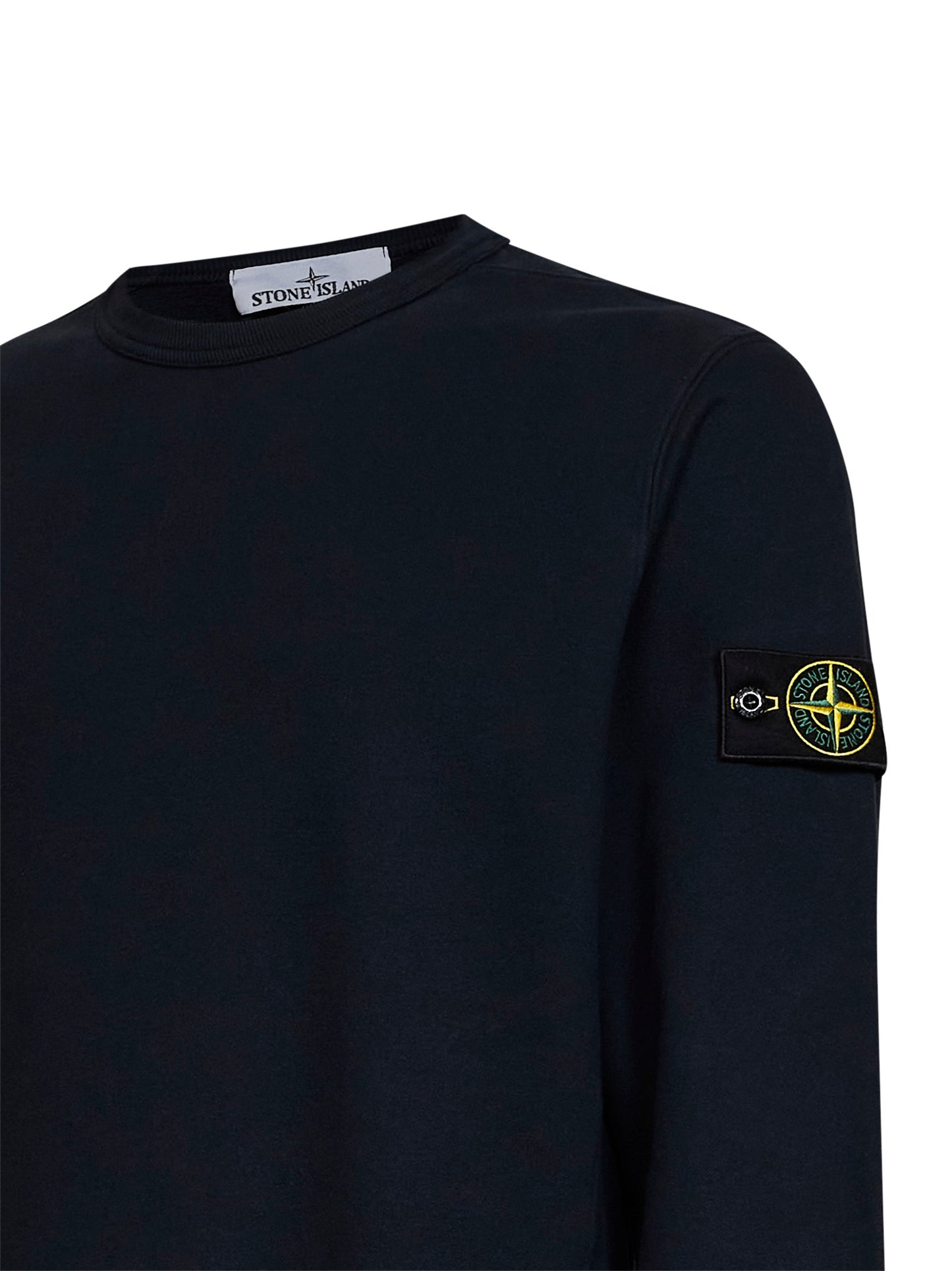 Blue organic stretch cotton crewneck sweatshirt