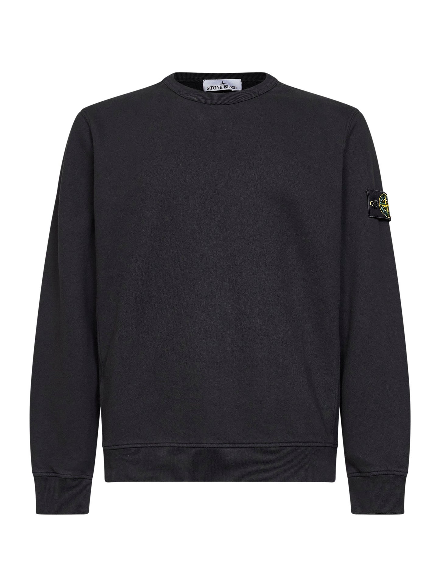 Felpa girocollo in cotone organico stretch nero