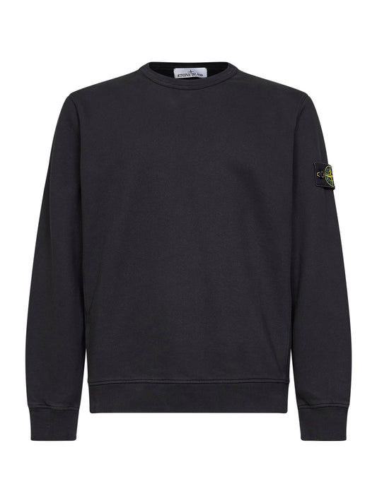 Felpa girocollo in cotone organico stretch nero