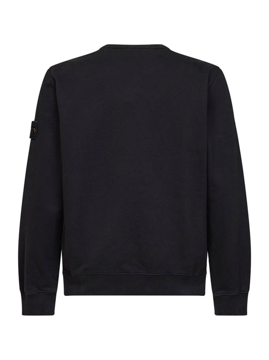 Felpa girocollo in cotone organico stretch nero