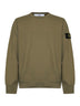 Military green organic stretch cotton crewneck sweatshirt