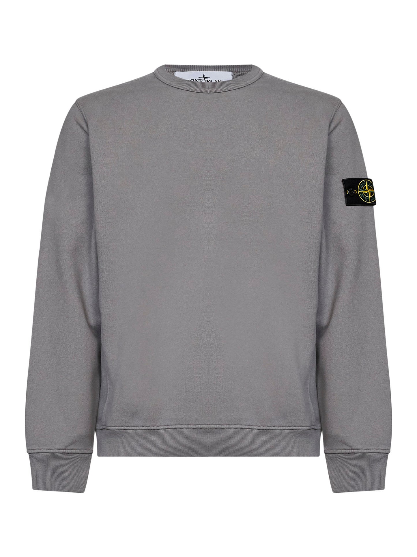 Felpa girocollo in cotone organico stretch grigio