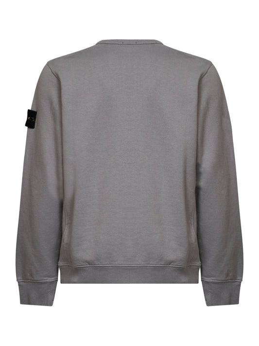 Grey organic stretch cotton crewneck sweatshirt