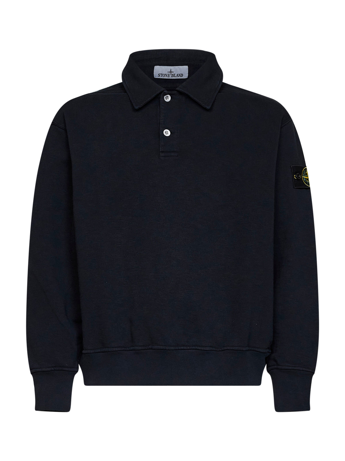 Felpa stile polo oversize in cotone tubolare blu navy