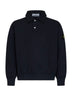Felpa stile polo oversize in cotone tubolare blu navy