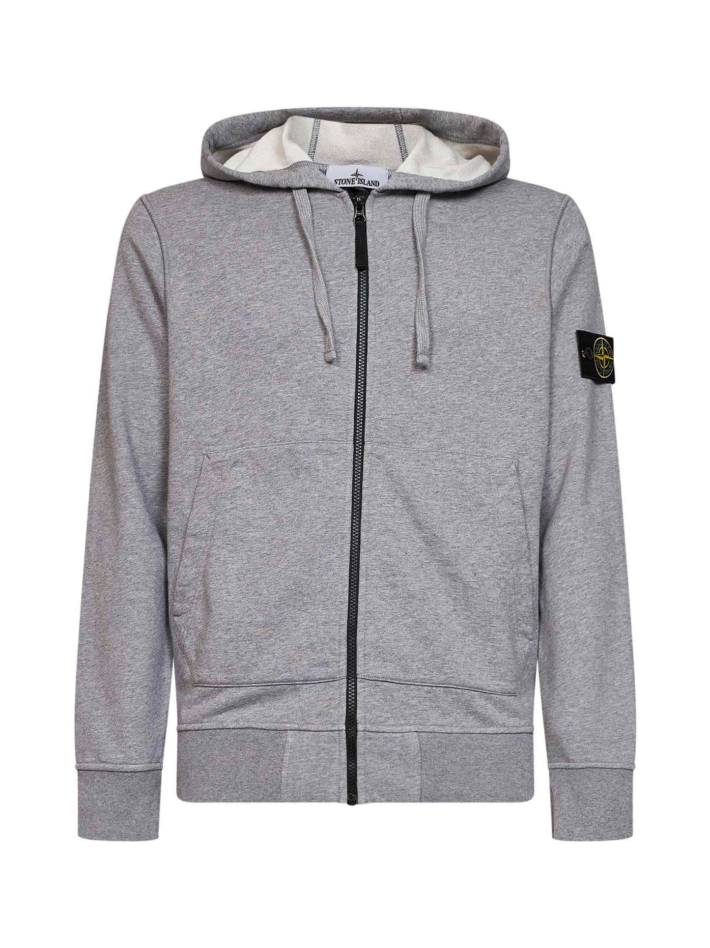 Grey mélange organic cotton zip-up hoodie