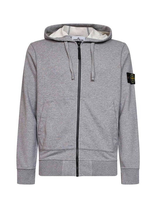 Grey mélange organic cotton zip-up hoodie