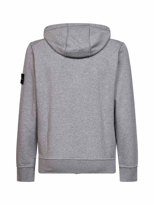 Grey mélange organic cotton zip-up hoodie