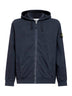 Felpa con zip e cappuccio in cotone organico blu