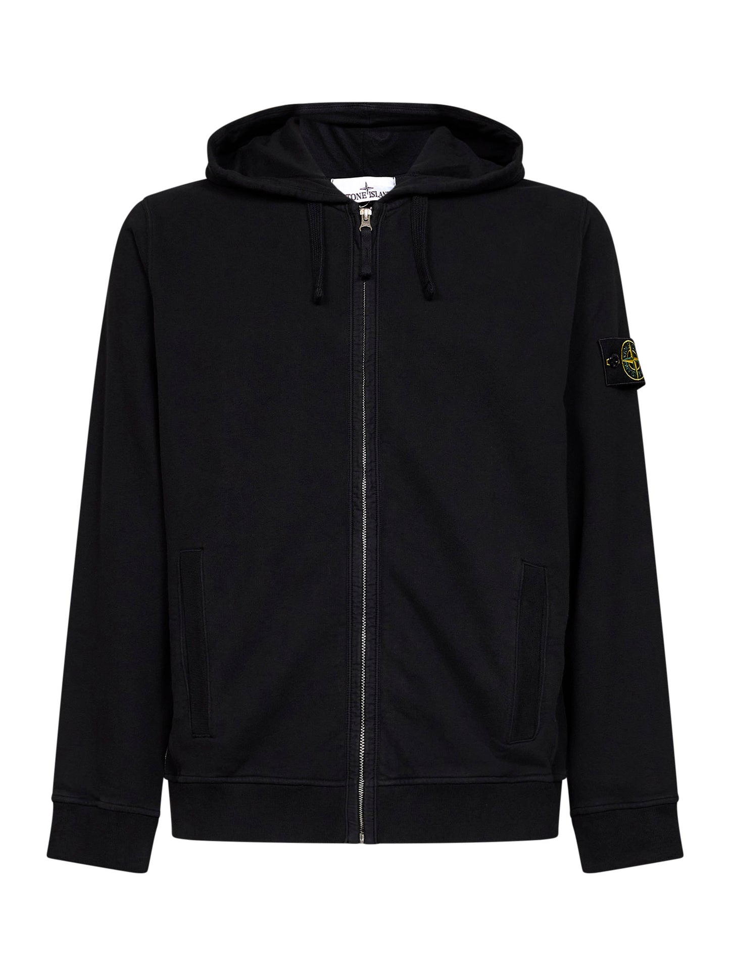 Black organic cotton zip-up hoodie