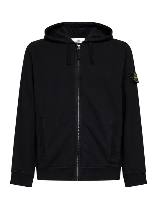 Black organic cotton zip-up hoodie