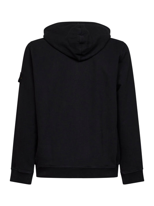 Black organic cotton zip-up hoodie