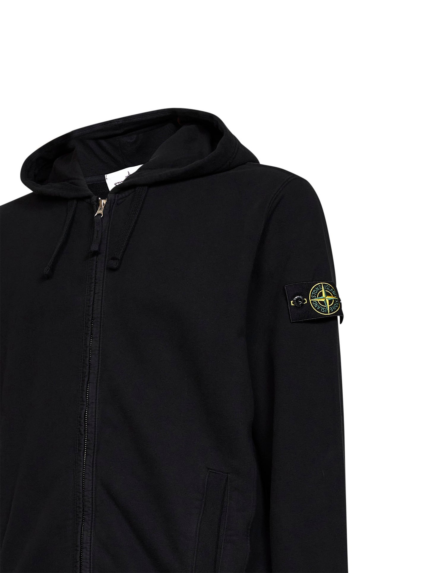 Black organic cotton zip-up hoodie