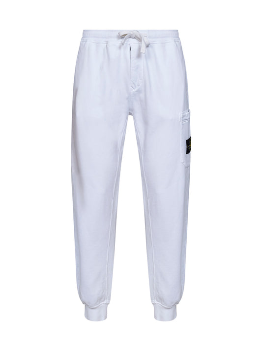 White organic cotton fleece cargo joggers