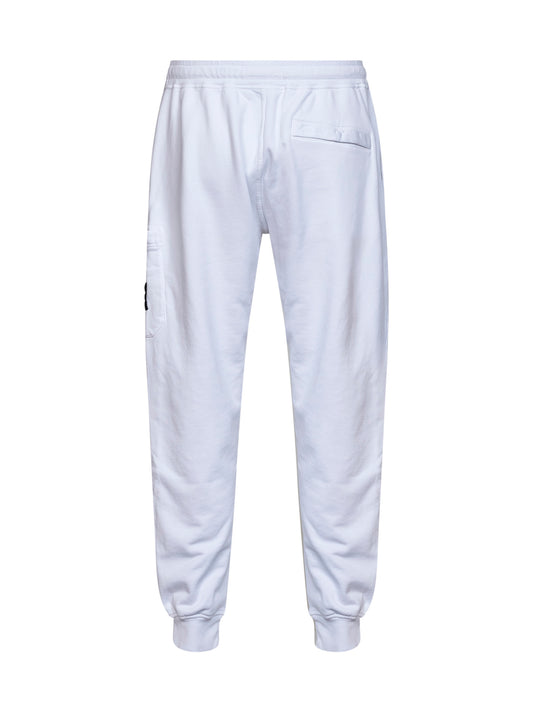 White organic cotton fleece cargo joggers