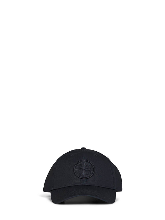 Black cotton rep embroidered baseball cap
