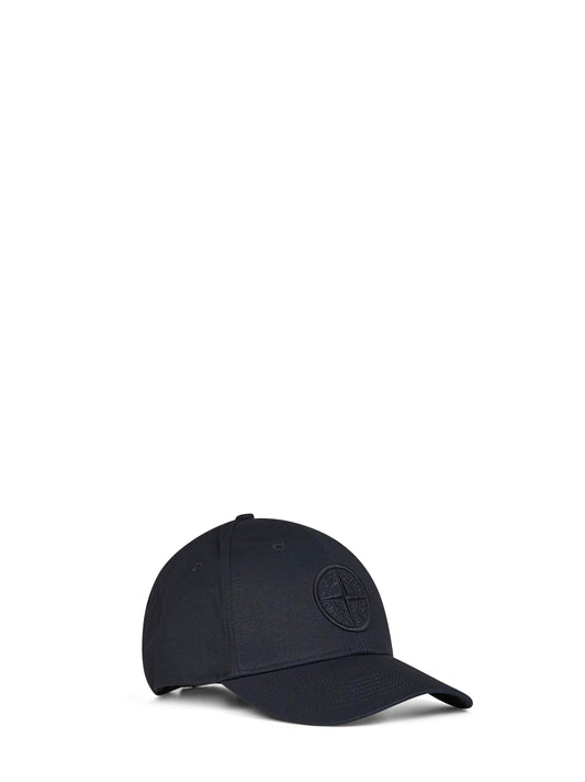 Black cotton rep embroidered baseball cap